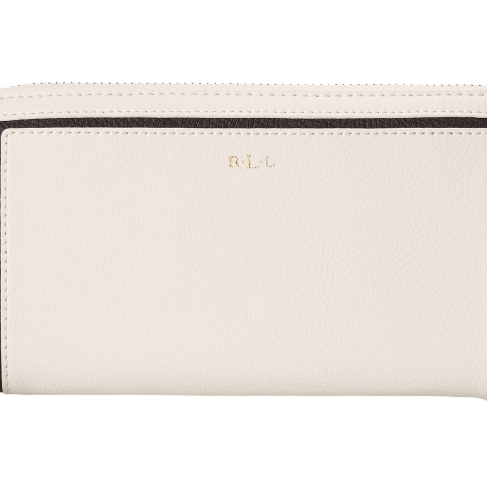 Ralph Lauren Dorset Zip Leather Wallet White Black